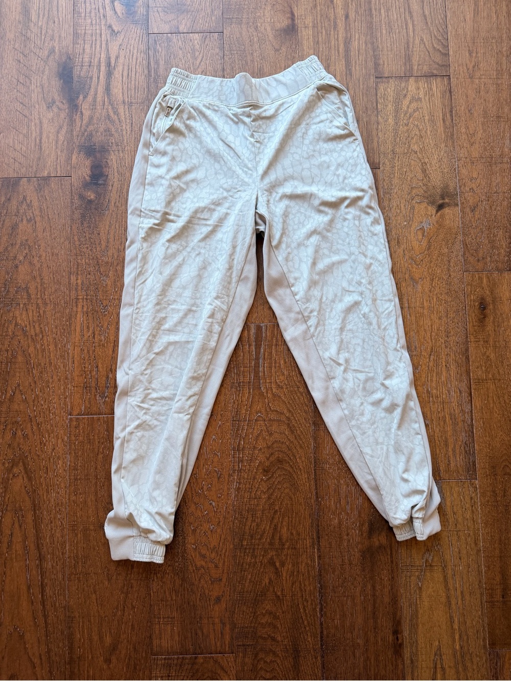 Athleta Cream Joggers with Subtle Allover Pattern